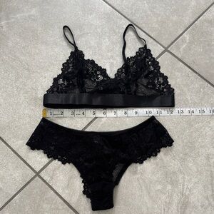 NWOT Black Bra and Thong Set